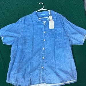 Tommy Bahama Sea Glass Breeze Shirt 3XLT Big & Tall Denim Linen NWT